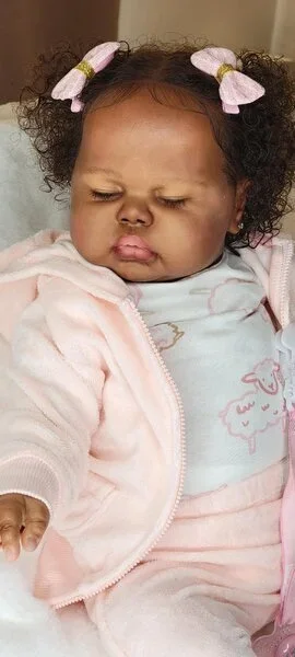 Customized Limited Supply 25inch Reborn Baby Pickle With Hand-Rooted Curly Hair African Baby With Different Dress
