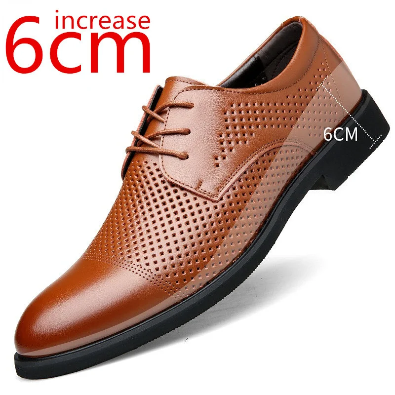 Zapatos de aumento de altura para hombre, plantilla Invisible de 6CM para aumento diario, zapatos de boda