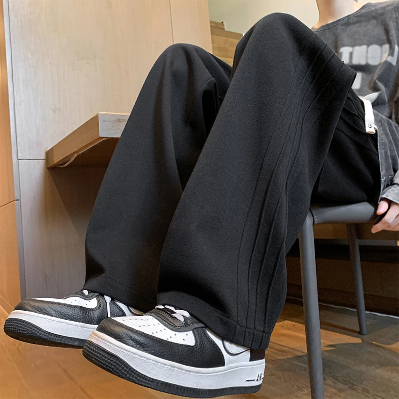 

Модные брендовые свободные спортивные брюки для мужчин, осенние американские ретро-серые широкие драпированные повседневные брюки, модные