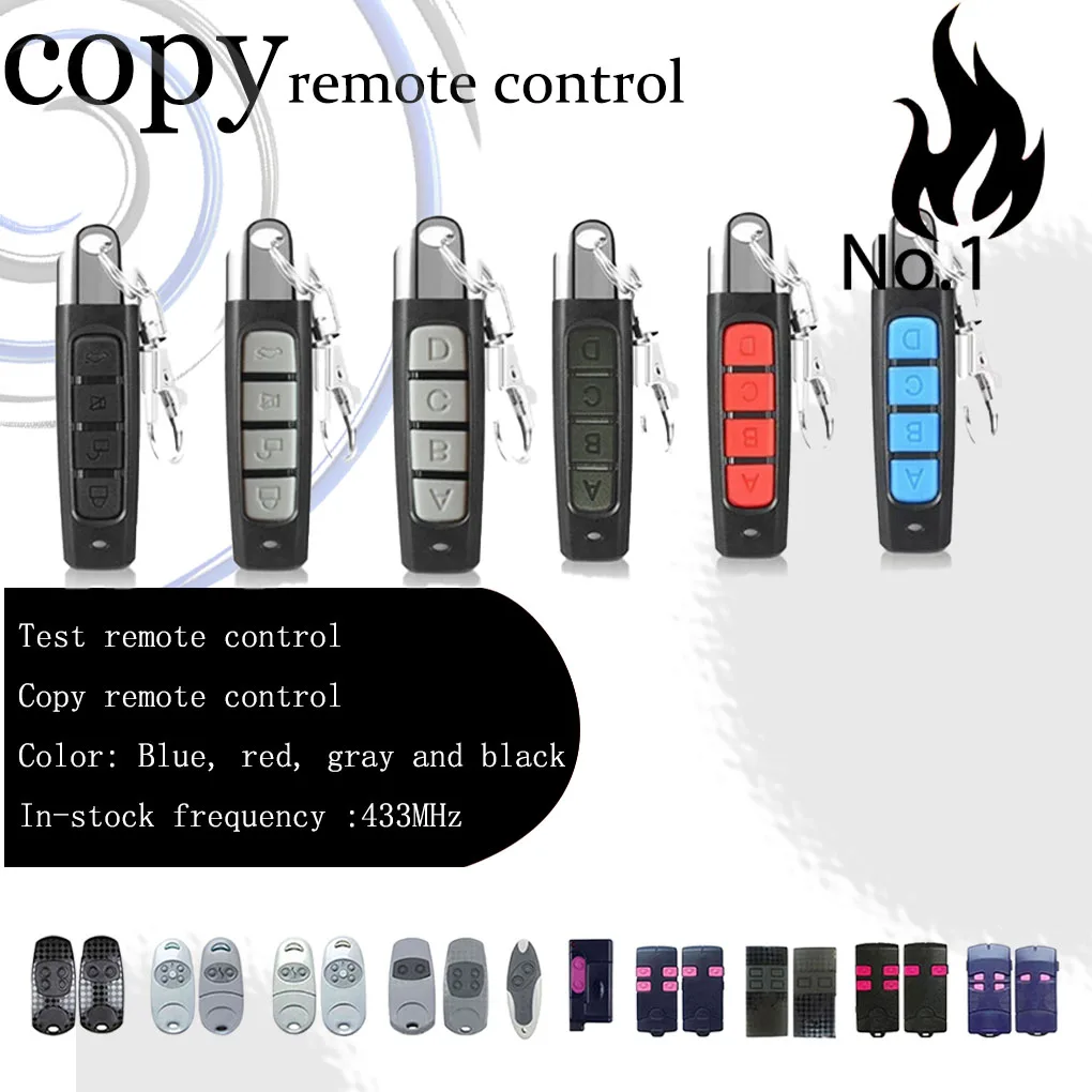 433MHz Door Remote Control Universal 4 Keys Copy Garage Remote Control Cloning Electric Gate Remote Controller Duplicator Key