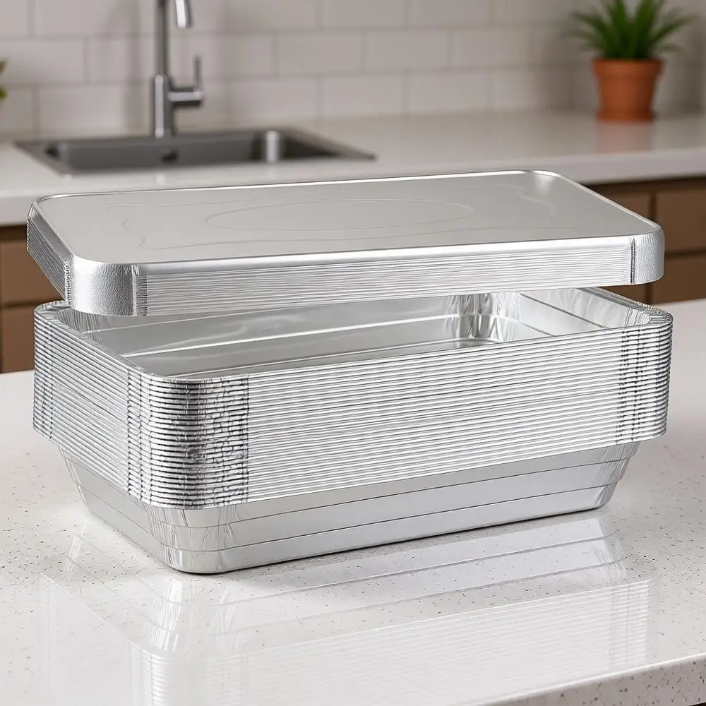 

Deep Steam Table Pans - Disposable to Go Oil Pans or Catering Containers (21 x 13 x 3) (10, With Lids)