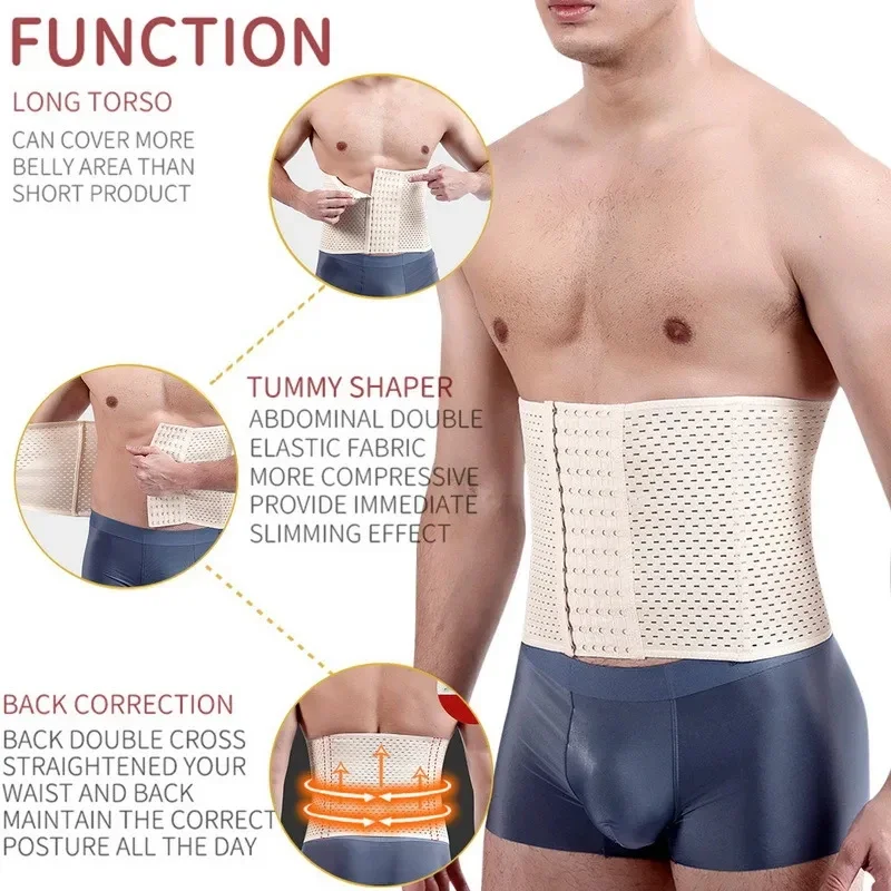 Entrenador de cintura recortador cinturón corsé para Abdomen vientre aplanar Control de barriga Fitness compresión Shapewear hombres adelgazamiento