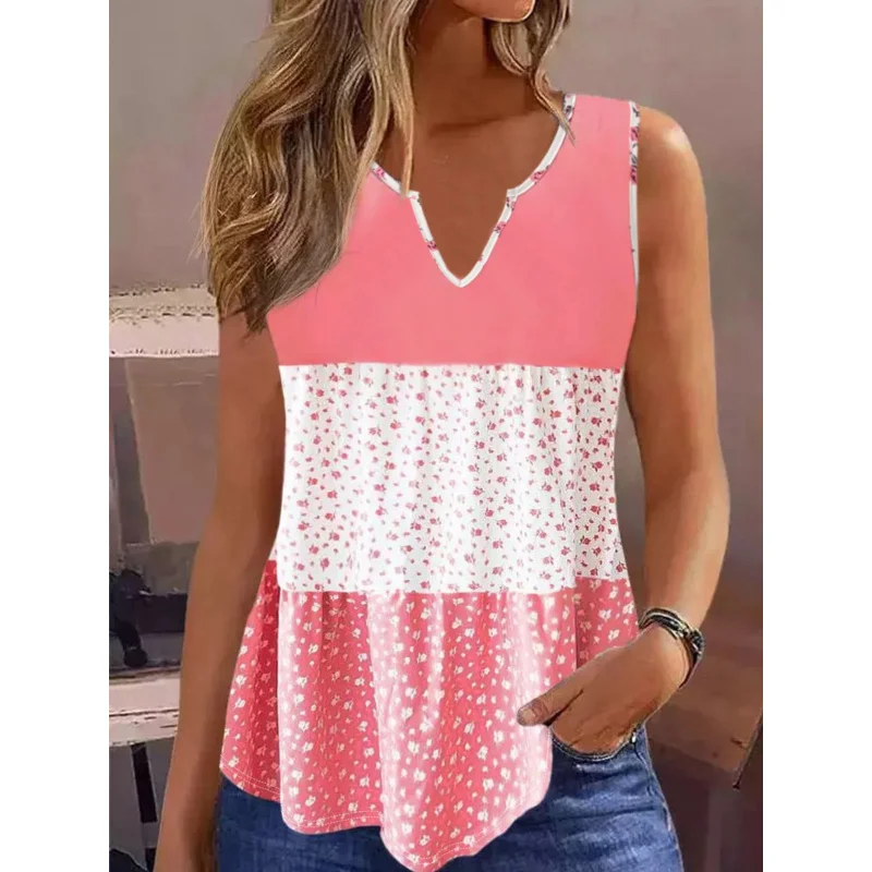

Summer Women's Versatile Fashion Small Floral Patchwork Print Elegant Vacation Style Women's Vest[directional]