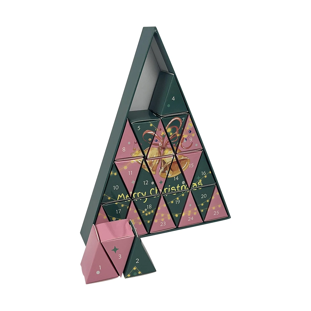 Customization.Customization.Custom Gold Foil Empty Chocolate Packaging 25 Days Christmas Countdown Advent Calendar UV Paperboard