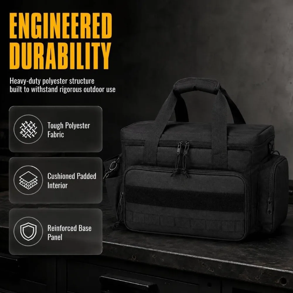 Durable Multiple Pockets Tool Bag Polyester Anti-Friction Bottom Work Tote Reinforced Padded Handle Utility Pouch Camping Gear