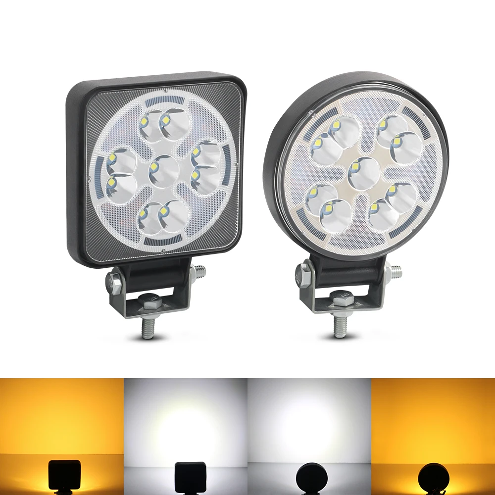 LED Work Light Bar 46W Mini Square Round 12V 24V Strobe Lamp For 4x4 Led Bar Offroad SUV ATV Tractor Boat Trucks Excavator White