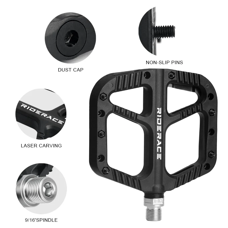 Ultralight Bicycle Pedals Nylon Seal Bearings Road BMX MTB Mountain Bike Pedal Flat Platform Anti Slip Cycling Parts Accessories
