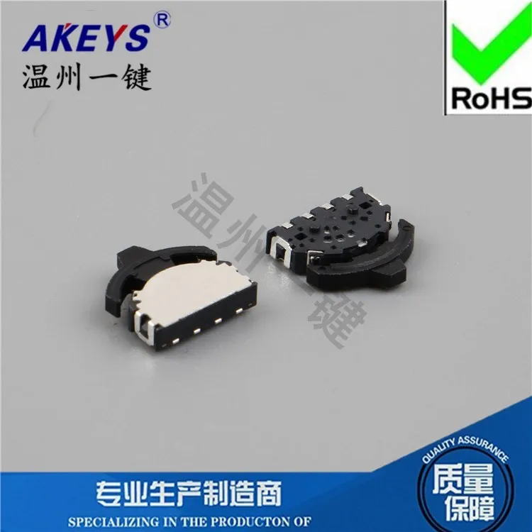 K6-01C Miniature Wheel Switch 4-Foot Flat Sticker with 2 Fixed Column Three-Direction Multi-Direction Volume Adjustment Switch