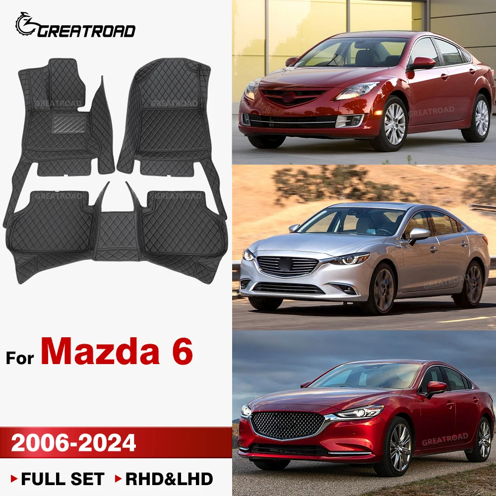 

Для Mazda 6 2006-2024 2023 2022 2021 2020 2019, автомобильный напольный коврик на заказ, автомобильный ковер, аксессуары для интерьера, защитная накладка