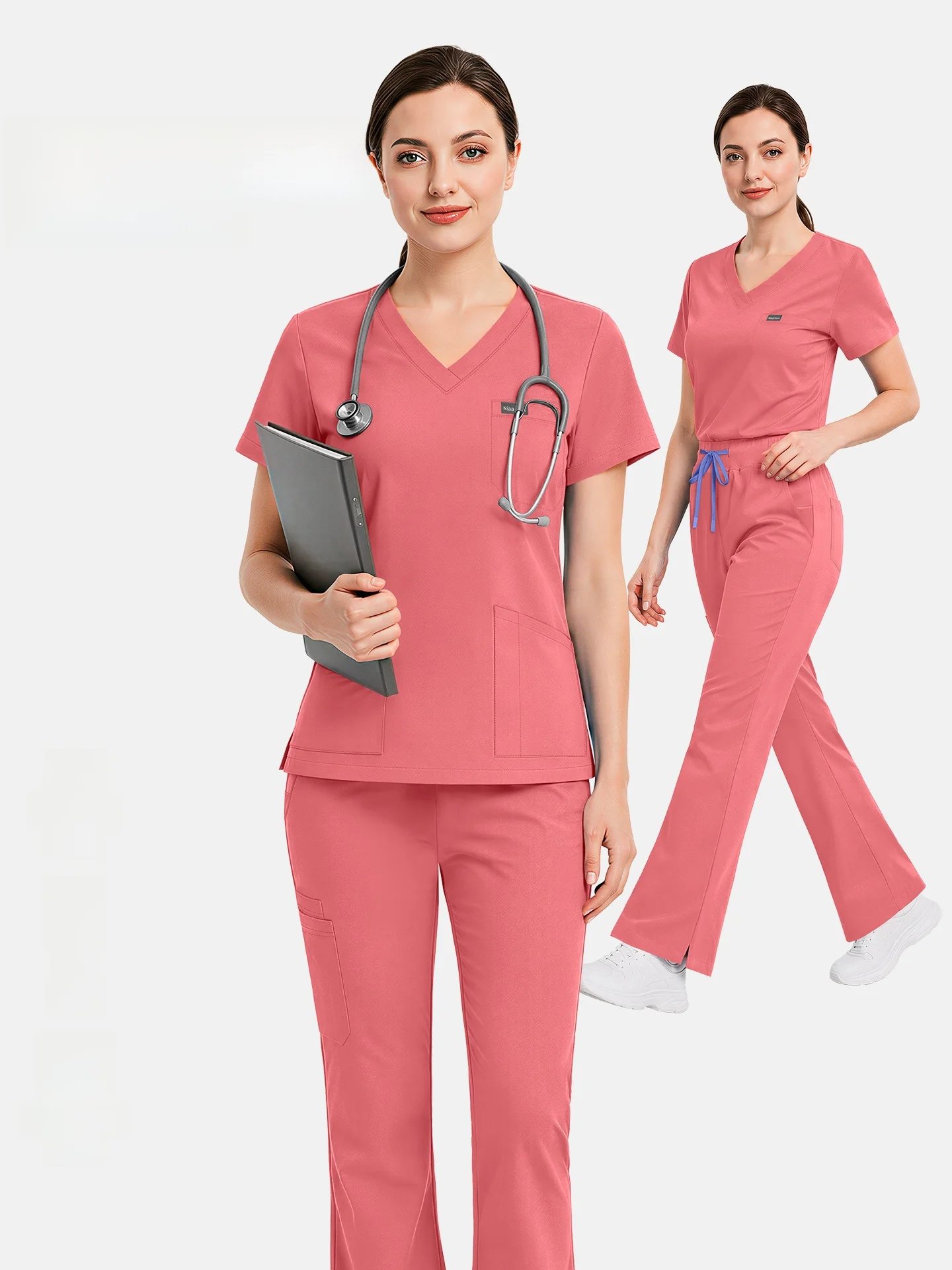 Comfortable Dental Nurse Uniform Set Women's Separate Hand Washing Clothes Multiple Pockets Medical Workwear Outfit
