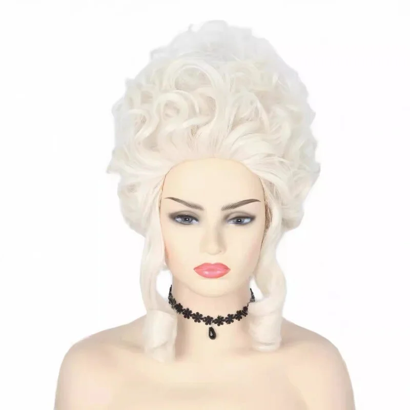 

Женский пушистый бежевый вьющийся высокий женский парик в стиле ретро для выступлений на сцене