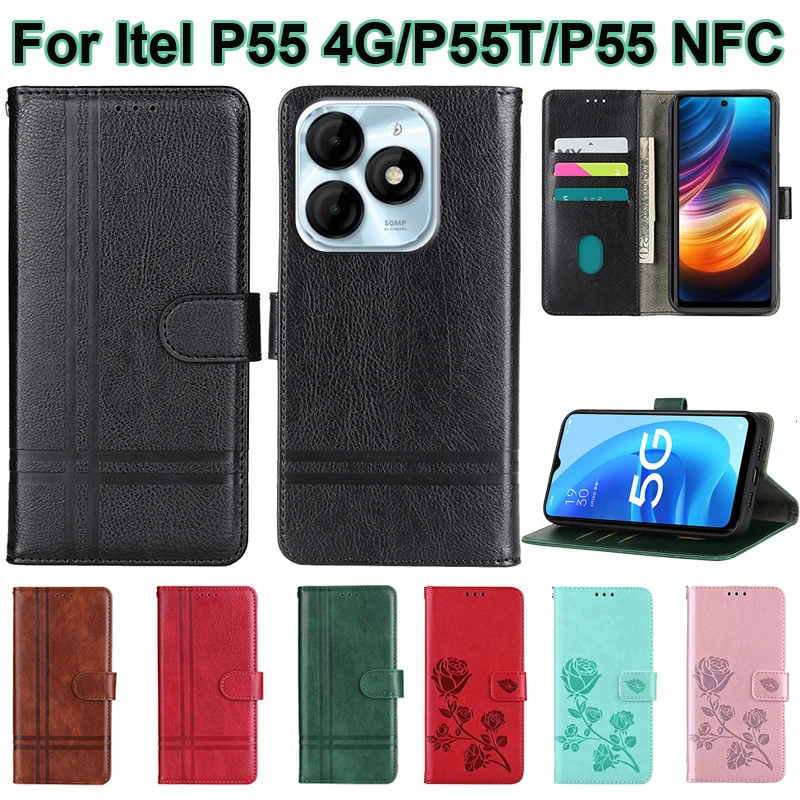 Book Case for Itel P55T P665L Phone Shell For Itel P55 NFC чехол for fundas de teléfono Itel P55 4G A666L Power 55 Wallet Cover