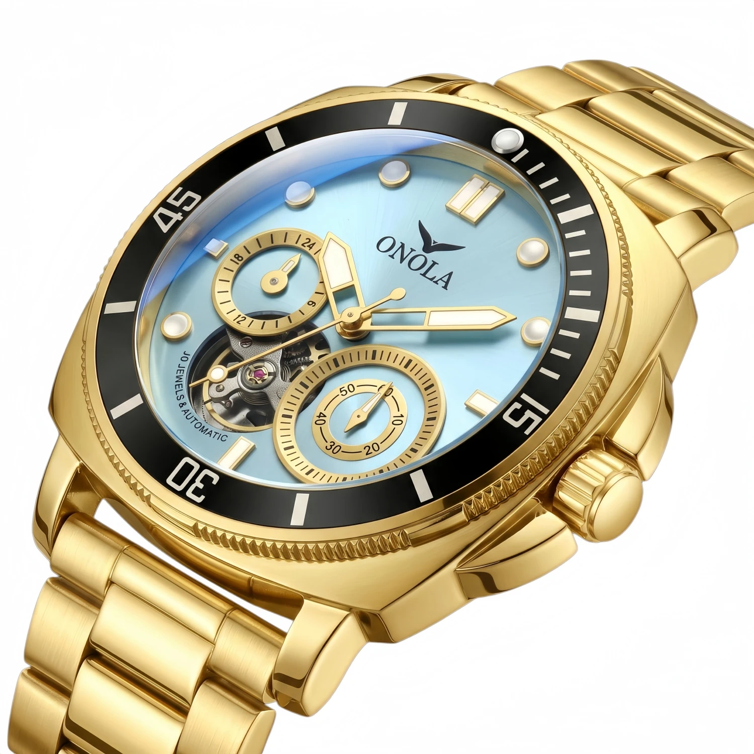 High Quality Solid Core Stainless Steel Strap ONOLA Fashionable Sports Hollow Out Fully Automatic Men's Mechanical Watch Multifu