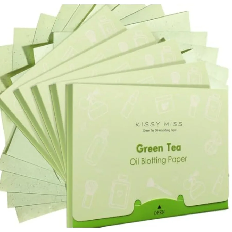 

Kissy miss Green tea oil blotting sheets for face, 500 sheets in 5 Pack, lift away excess oil, easy to slip into your purse, ma