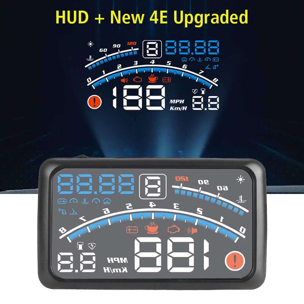 5.5 HD Multifunctional Digital Display Speed Projector Security Alarm OBD Water temp Car Head Up Display New 4E Upgraded HUD