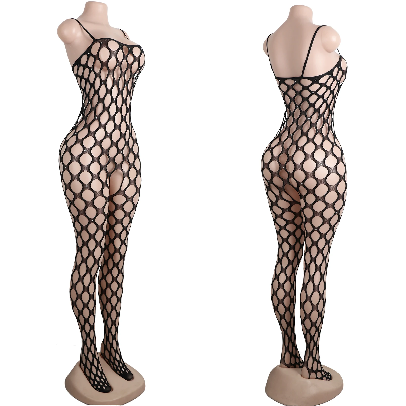 

Ночной кружевной комбинезон-сетка удлиненный, премиум-качество, для клубов и выступлений, с стразами, подчеркивающий силуэты, для взрослых