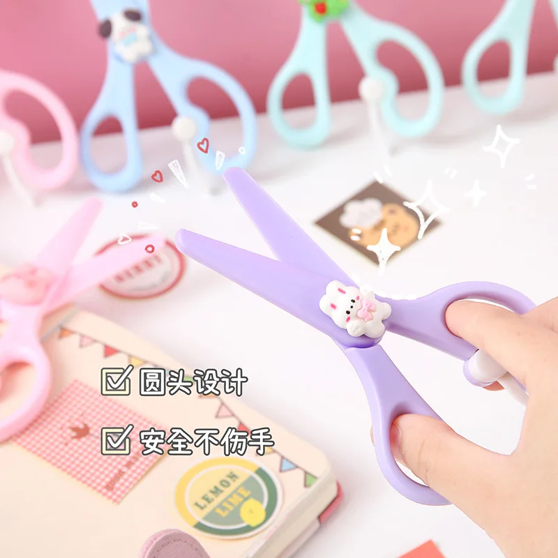 Cartoon Scissors Safety Handmade Paper Cuttings Scissors Student Kindergarten School Handheld Account Sticker Cutting Knife