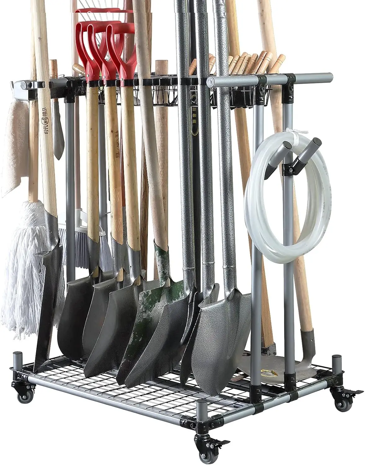 Heavy duty garden tool organizer garage storage holder storage large long farming tools lawn tool metal rack shovel organizer