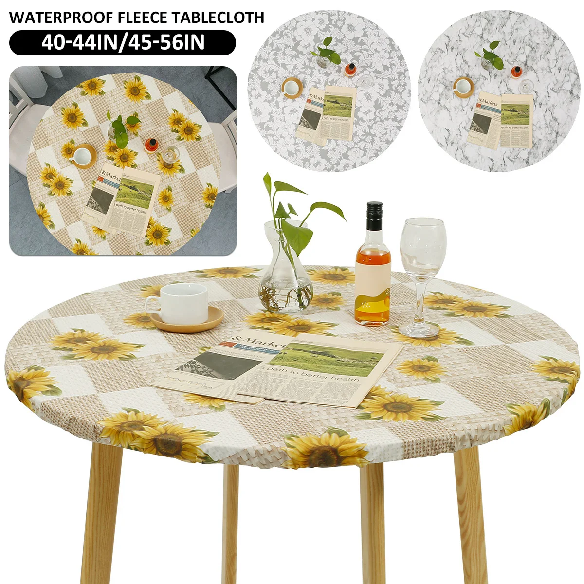 Wasserdichte runde Tischdecke PVC Tisch dekoration und Zubehör Flanell rücken elastisch kantige runde Tischdecke für die Küche zu Hause