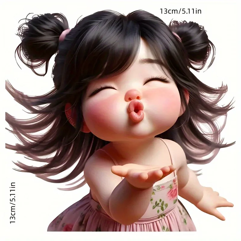 1Pc Chubby Little Girl PVC Sticker for Laptop,Bottle,Vehicle,Window,Wall,Cup,Toolbox,Guitar,Skateboard,Boat,Fridge