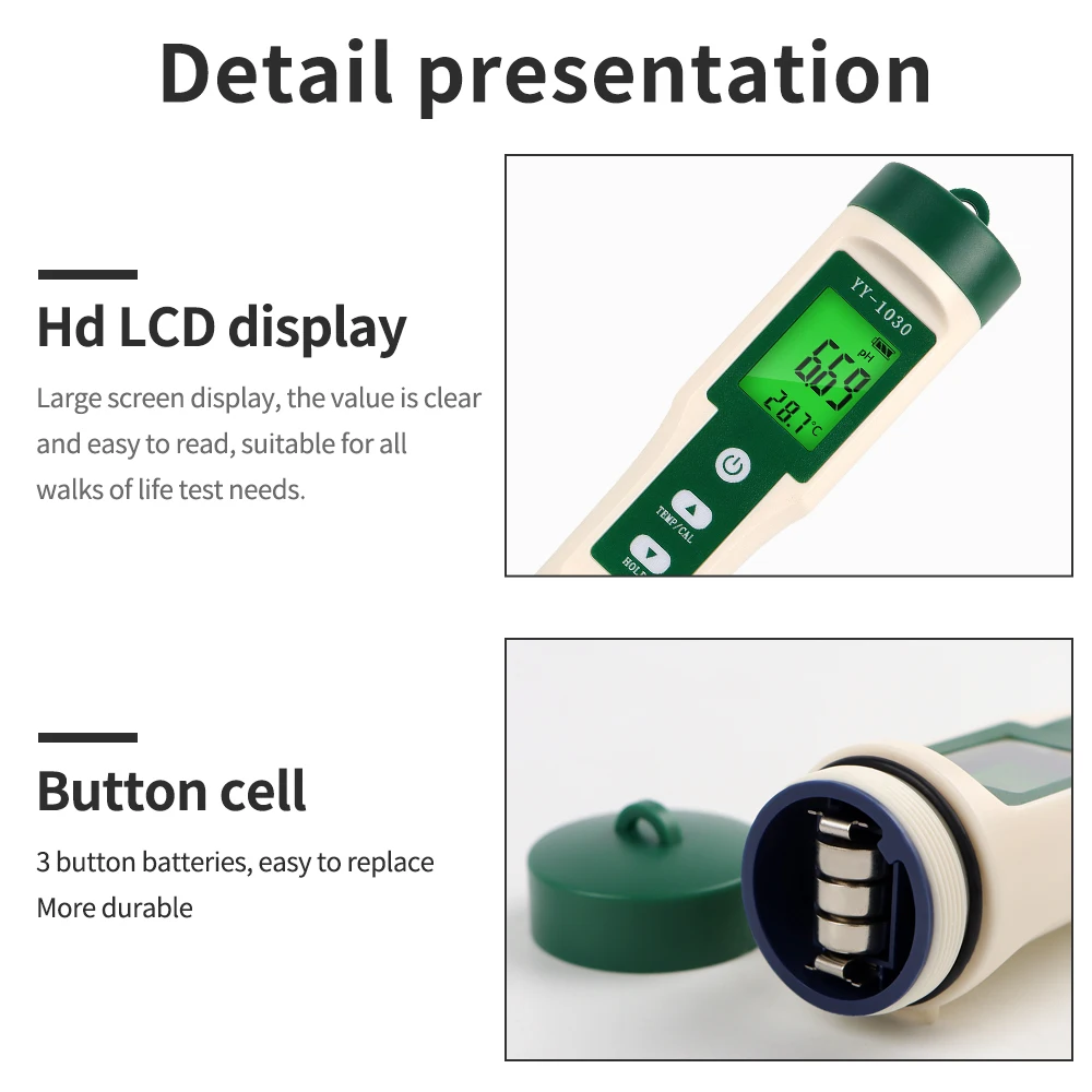 Lebensmittel-pH-Tester Teig-Alkalimeter-pH-Meter 0, 3-0, 5 für boden kosmetische Lebensmittel Käse Fleisch Obst ph cf Dual-Display – Detail 11