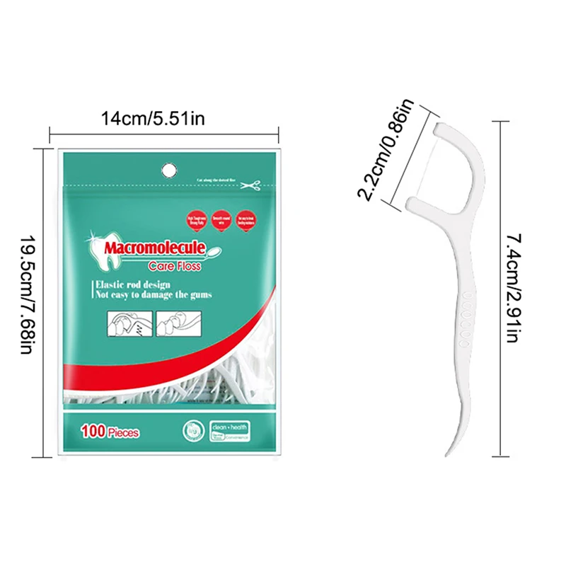 عيدان أسنان بلاستيكية رقيقة للغاية ، تفاصيل الخيط ، عصا الخيط ، حزمة عائلة الكرتون ، تنظيف الأسنان ، 100 قطعة للكيس الواحد