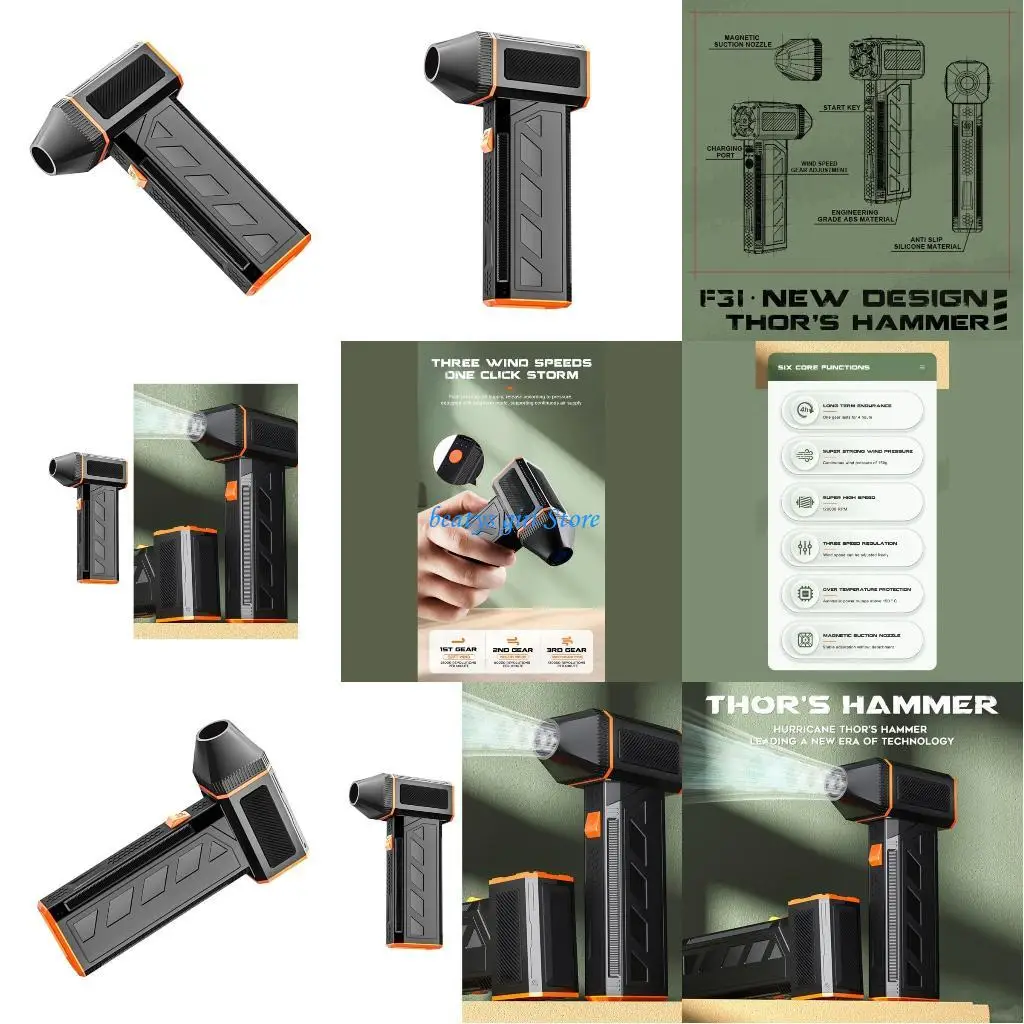 

C7AB F31 Small Jet Fan, 120000RPM Fast Speed Motor 2500mAh Battery for Computer Cleaning and Charcoal Ignition Assistance