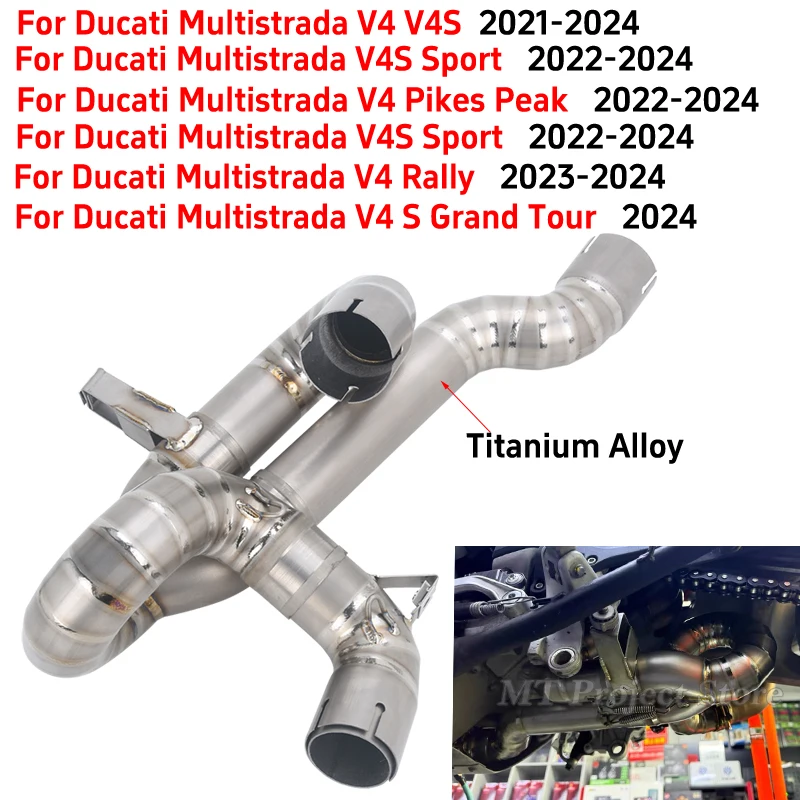 

Slip On For Ducati Multistrada V4S V4 S / RS Rally Pikes Peak Grand Tour 2021 - 2024 Motorcycle Exhaust Muffler Link Pipe Escape