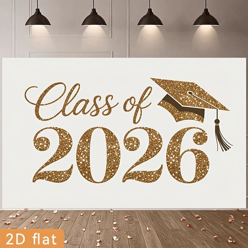 VIKAMA Class of 2026 Graduation Party Banner Senior Wall Tapestry Photo Backdrop Decor School College Event Supplies Cloth