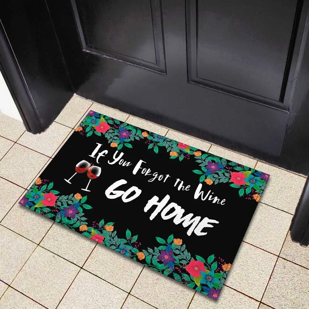 Welcome Door Mat Fun English Phrases Printed Entrance Doormat Carpet Soft Flannel Living Room Floor Mat Anti-slip Area Rug