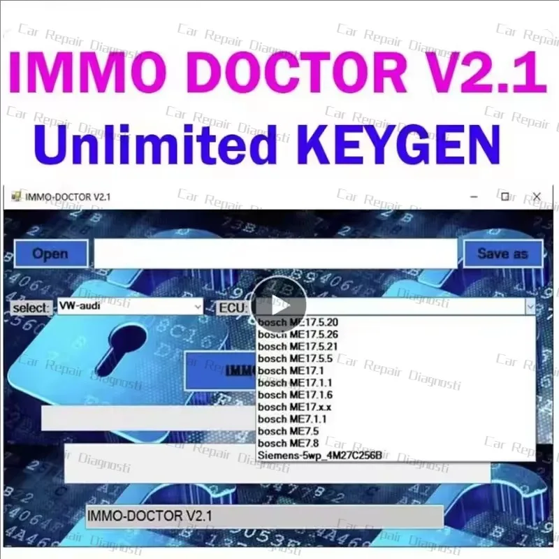 

2024 IMMO DOCTOR V2.1 With Unlimited KEYGEN MULTI BRAND Immo Off Software ECU Chip Tuning for sim2k MT38 ME 17.9.2 MED17.9.8