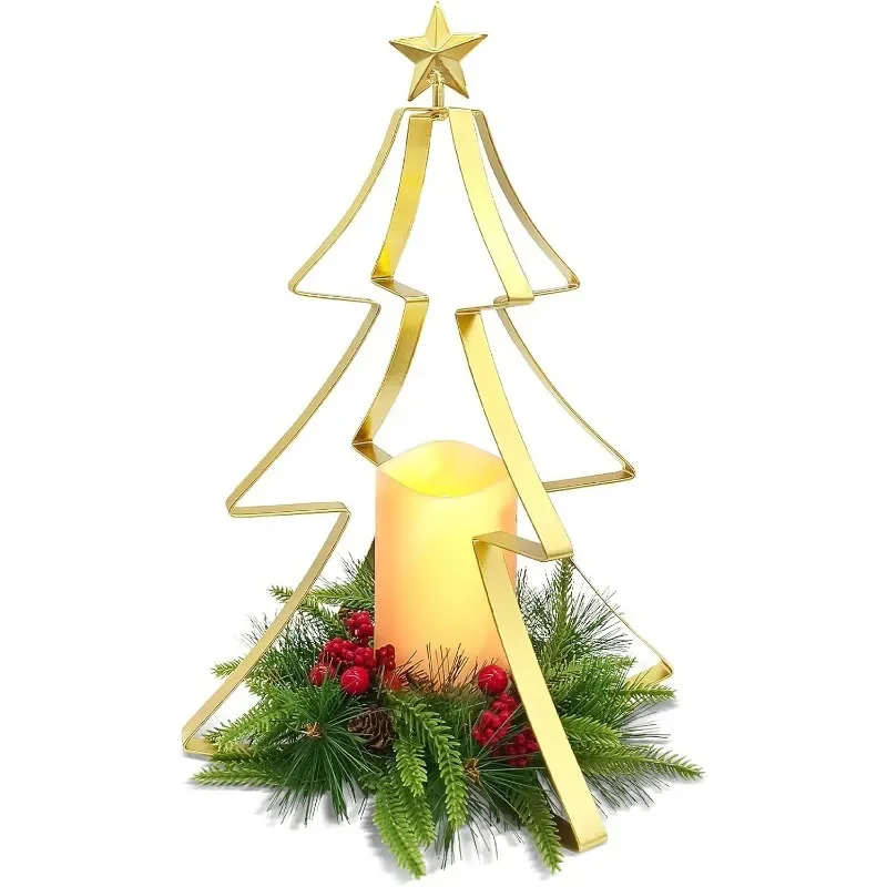 Metal Christmas Tree Candle Holder Table Centerpiece Holiday Party Home Decor Ornament