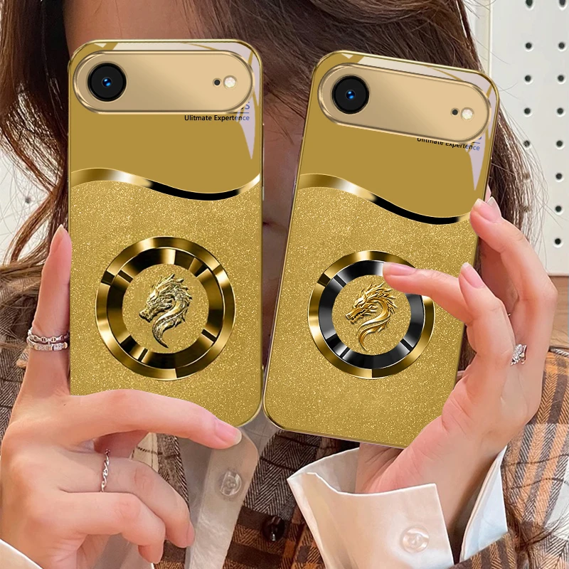 

Brilliant golden ring For IPhone 17Pro Max 16 17 Pro 15 Pro 14 13 Plus 12 Mini 11Pro Max XR 16E 17 Air Golden glass phone case