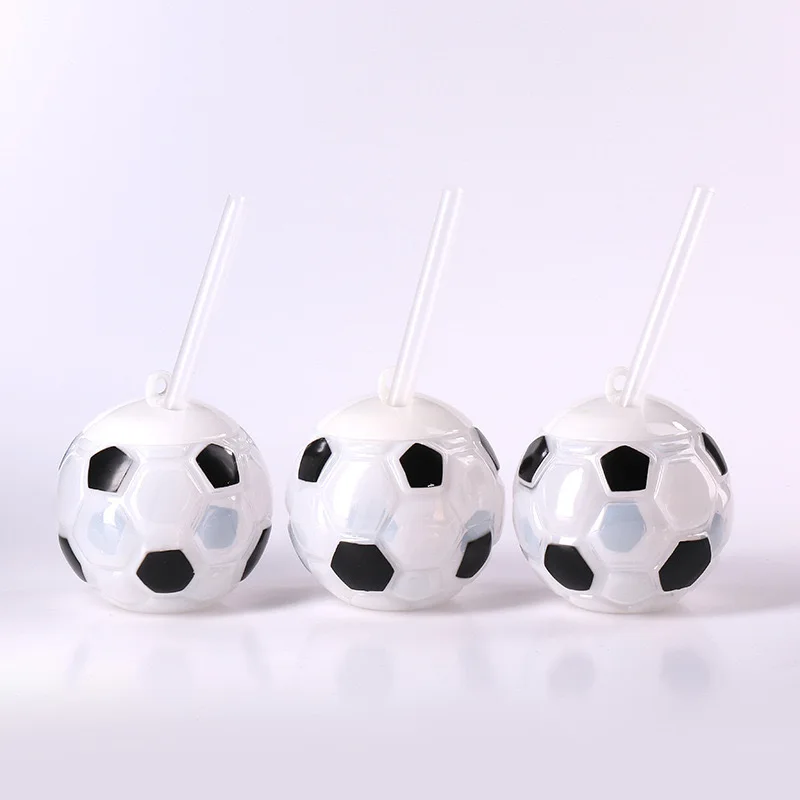 Cute Cartoon Cup With Straw Football Theme Juice Milk Tea Tumbler Reusable Water Bottle For Kids Adults