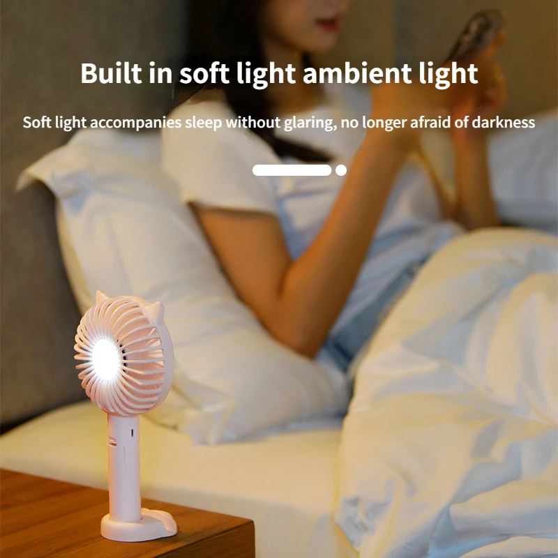 USB Handheld Mini Fan Foldable Portable Neck Hanging Fans 5 Speed Rechargeable Fan with Phone Stand and Display Screen