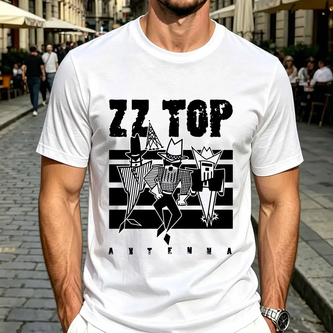 washed T Shirt ZZ Top Antenna 2 long or short sleeves vintage Washed Stylish Stretched Comfortable fashion graphic