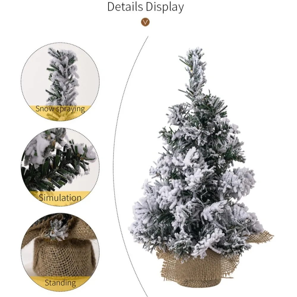 New 20/30cm Flocked Christmas Small Tree Plastic Lifelike Artificial Xmas Pine Tree Party Children Gifts Mini Tree