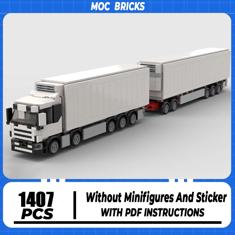 Moc Building Bricks Refrigerated Truck and Full Trailer Model Technology Modular Blocks Gifts Toys For Children DIY Set Assembly