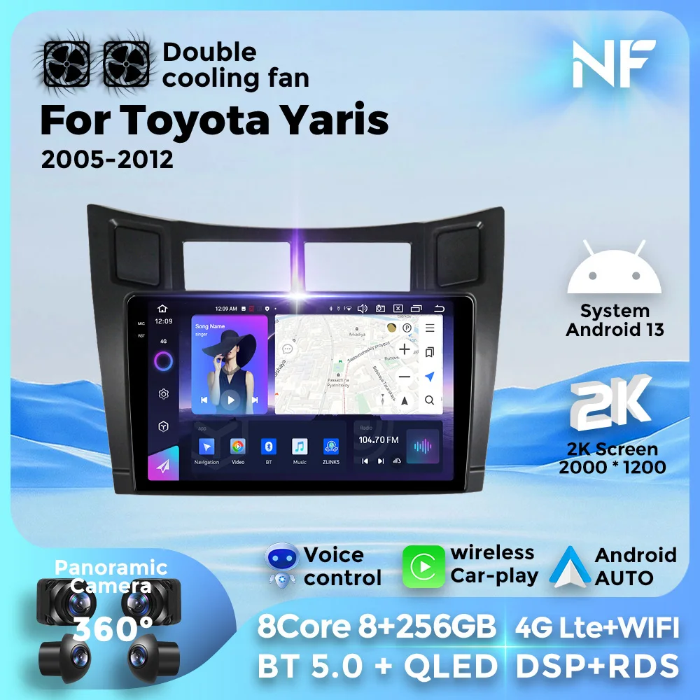 

For Toyota Yaris 2005-2012 Android 13 GPS Navigation Car Video Multimedia Player Stereo 2Din 4G WIFI Wireless Carplay Autoradio