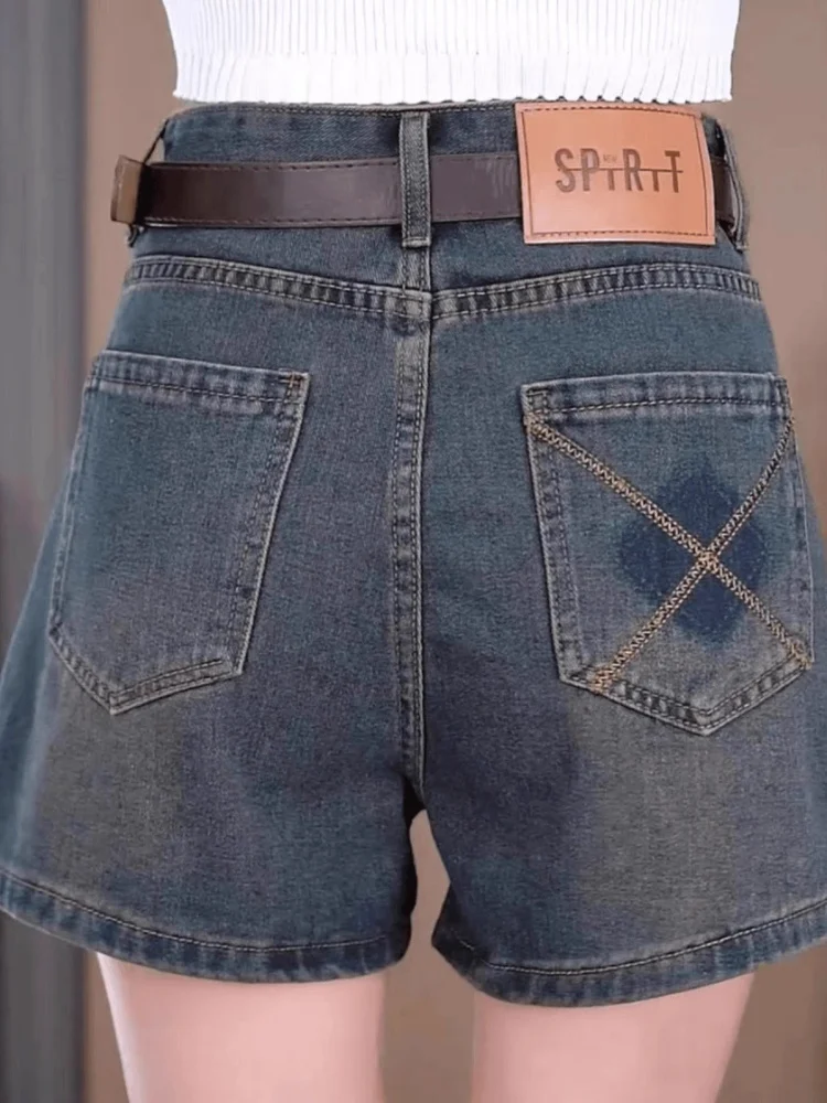 

Горячая новинка: Женские летние уличные джинсы-кюлоты с высокой талией, тонкие, утягивающие, маленького размера, А-силуэт, из денима