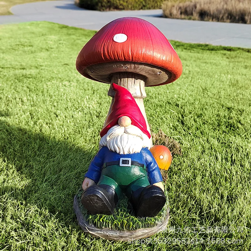 Garden Simulation Mushroom Sculpture Decoration Garden Garden Lawn Cartoon Spirit Solar Energy Decoration Layout Fairy Garden