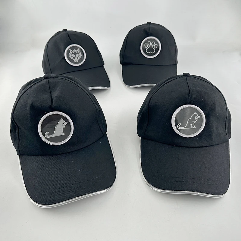 Nowe Czapki z Daszkiem Bejsbolówki Logo Zwierzęca Czapka Fluorescencyjna Czapka Męska Damska Dekoracja Świecąca Czapka Nocna Migająca w Ciemności