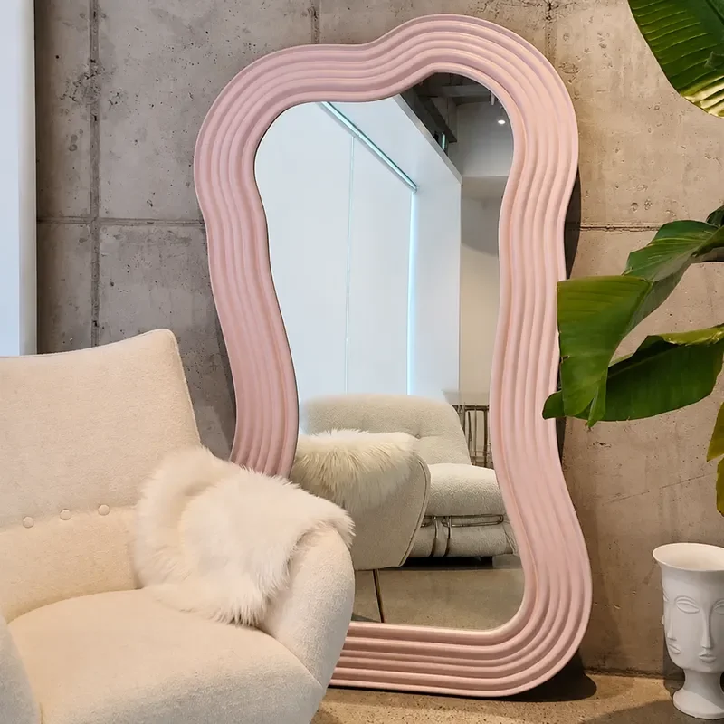 Irregular Full Body Mirror Wall Hanging Floor Standing Artistic Entrance Decor Nordic Style Home Improvement Girl Mirror