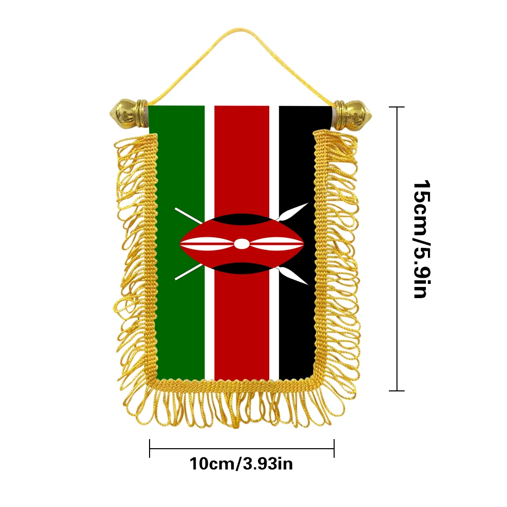 Kenya small hanging flag 10x15cm triangular flag car decoration hanging flag double-sided pattern with suction cup