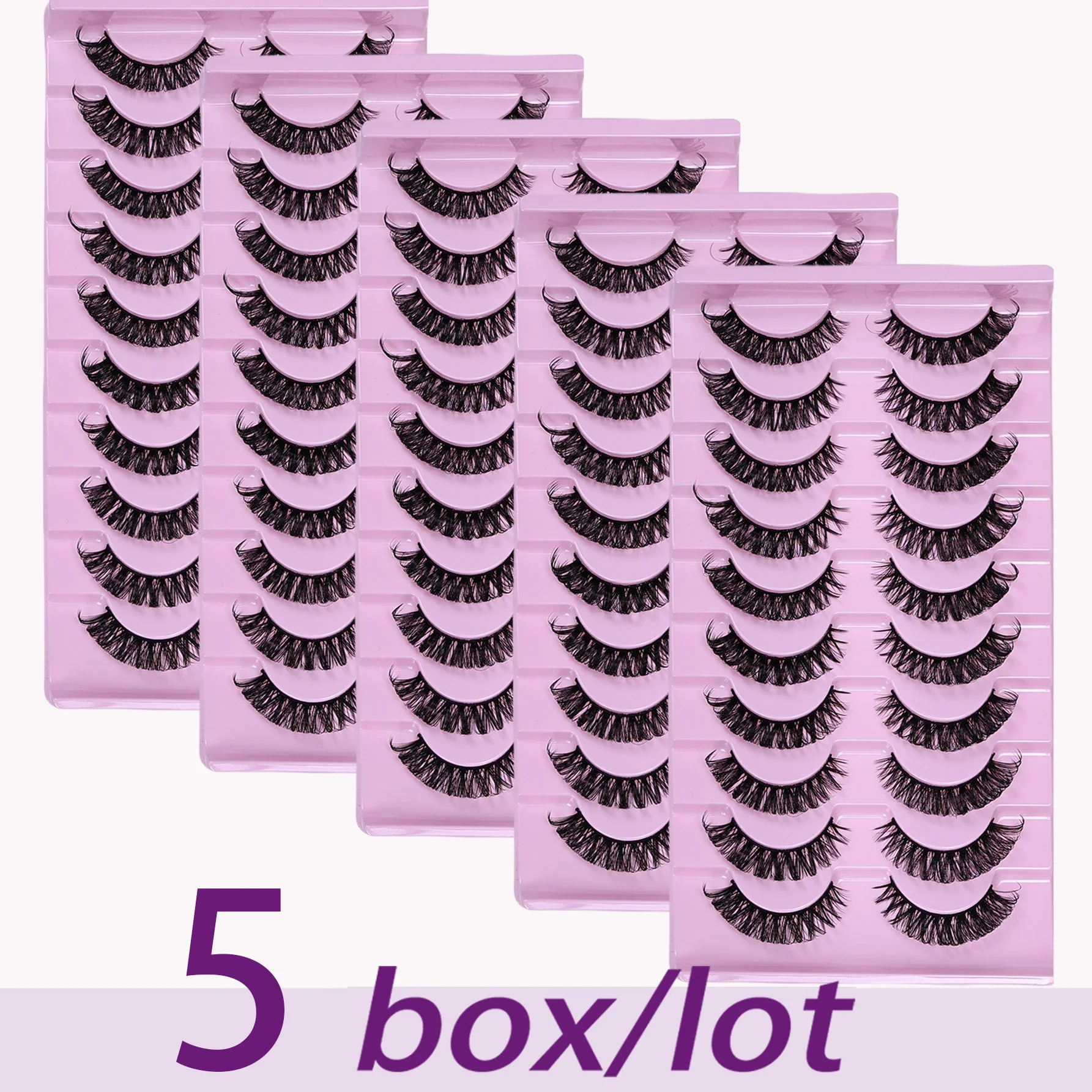 30Pairs/50Pairs D Curl Russian Strip Lashes Fluffy Volume False Eyelashes D Curl Dramatic Cat Eye Lashes Make Up Fake Lashes