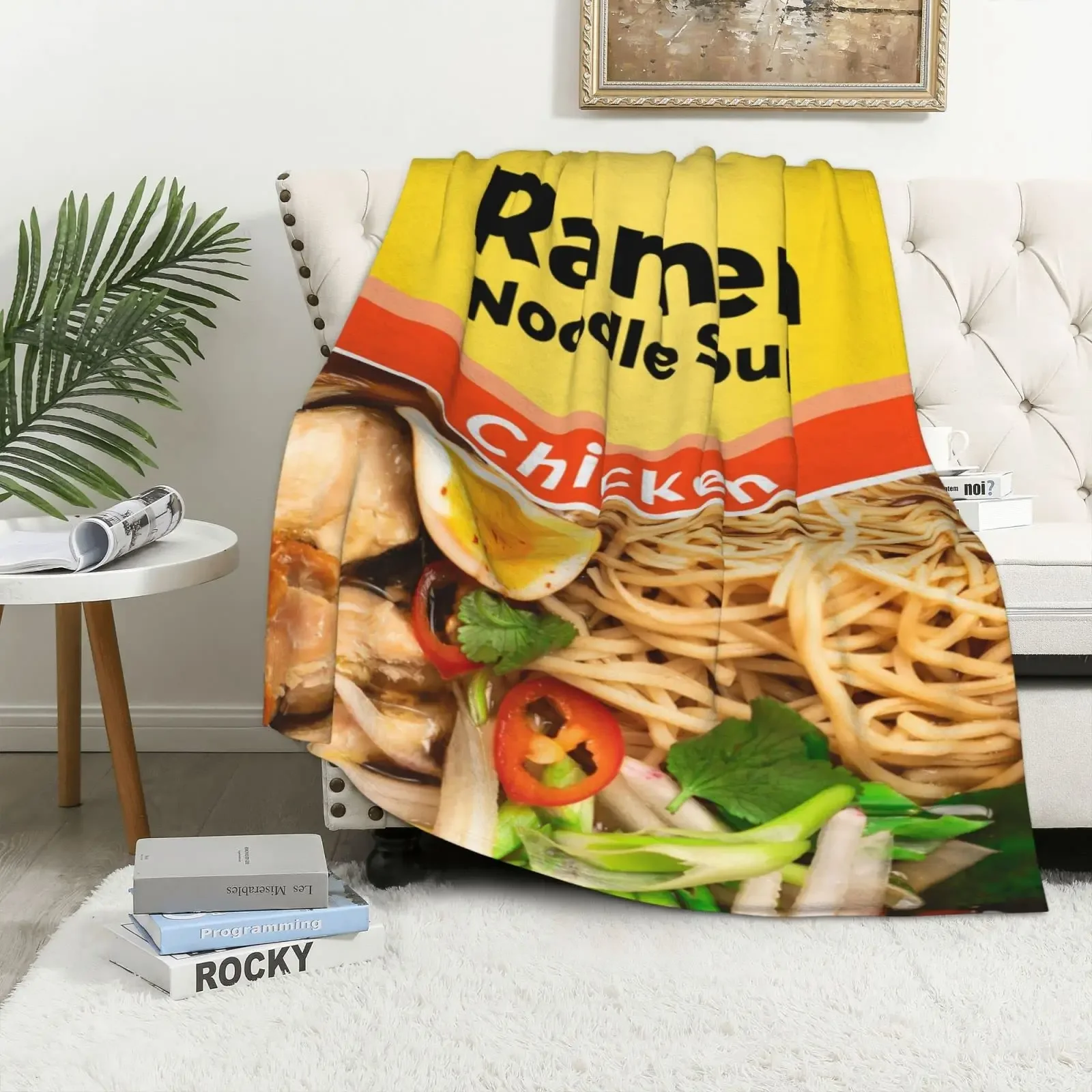 Nudelsuppe mit Ramen-Hühnchen geschmack, Flanell vlies, Stepp decke mit Klimaanlage, bestes Geschenk, leicht, gemütlich, p
