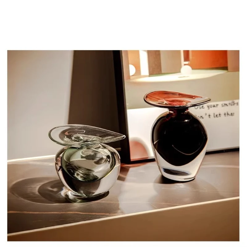 

Vase light luxury thick bottom creative special-shaped glass flower arrangement decorative ornament