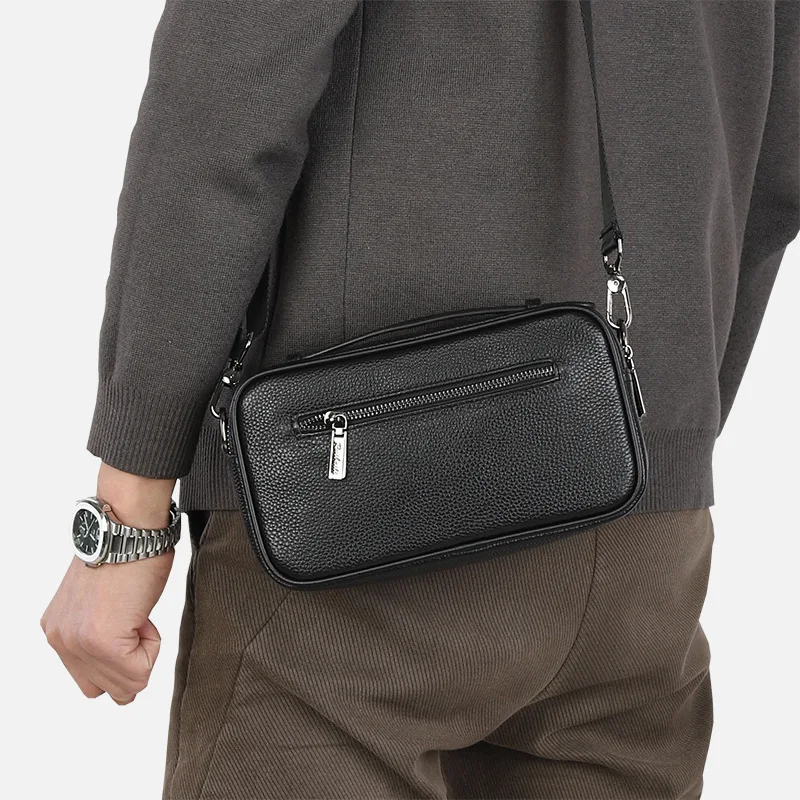 

2025 New Luxury Men's Clutches Handbags Genuine Leather Men Male Shoulder Bag Real Natural Leather Crossbody Bag Messenger Bags