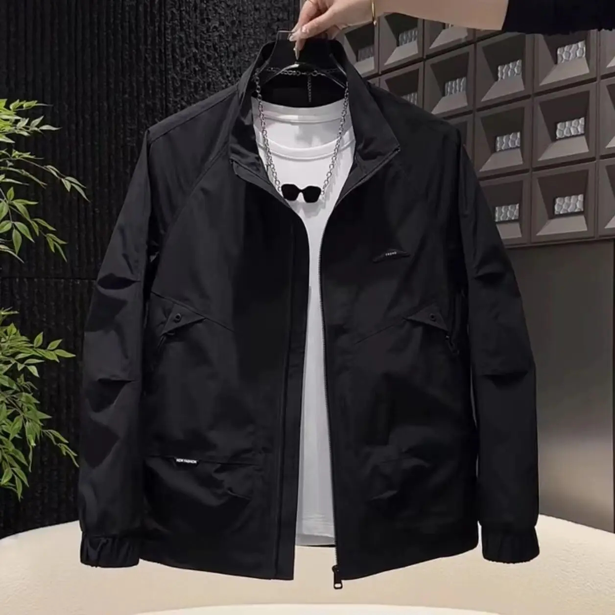 

Casual American Sle Men's Workwear Stand Collar Jaet Outerwear Faionable Spring Autumn New Sle Versatile Leisure Coat