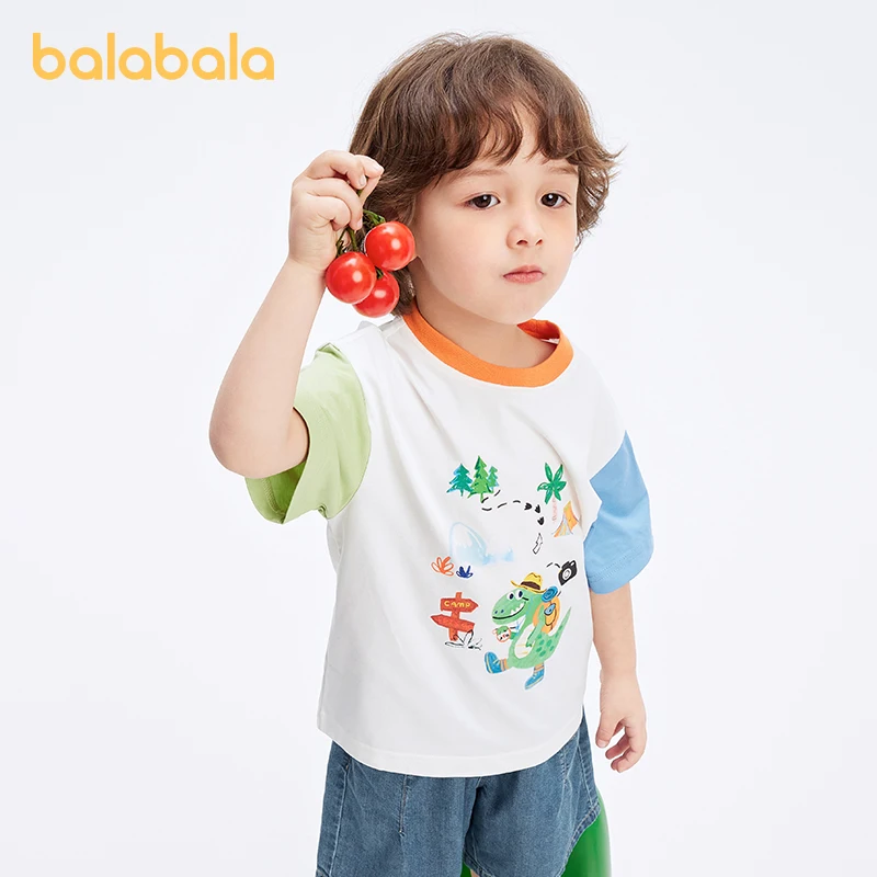 Balabala-子供用半袖Tシャツ、吸湿発散性トップ、夏のアウトフィット、クールな服、男の子、新しい、2022